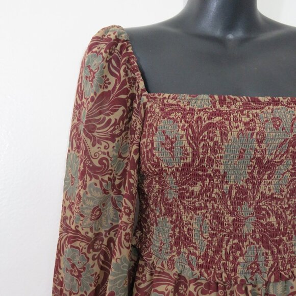 Wilfred Aritzia Size Small Tempest Mini Smocked Chiffon Mini Dress Floral Print - Picture 7 of 7